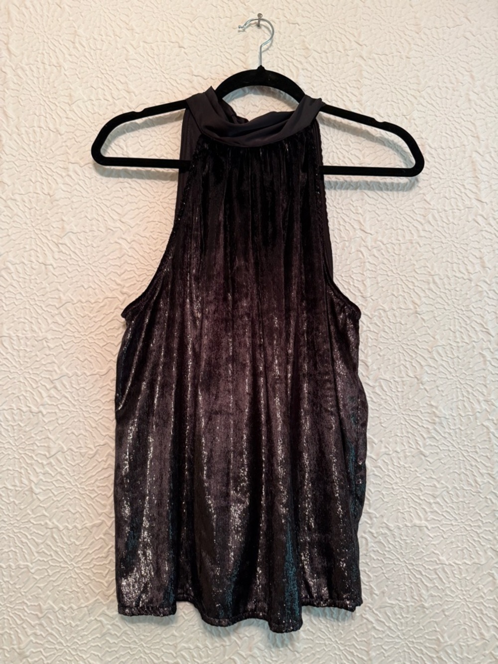 DO+BE Black High-Neck Shimmer Tank